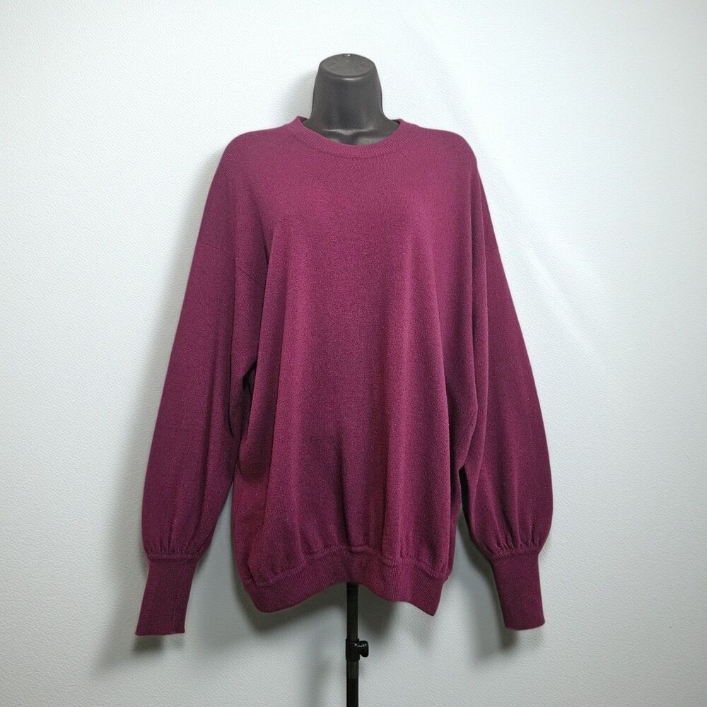 VTG MARK CROSS Scottish Cashmere Plus Size Baloon Sleeve Sweater Rasberry XXL